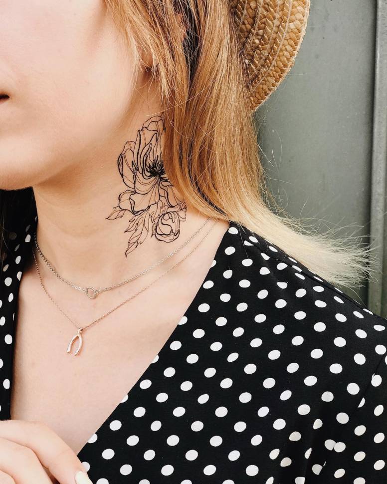 Временная татуировка Черный Пион (S)