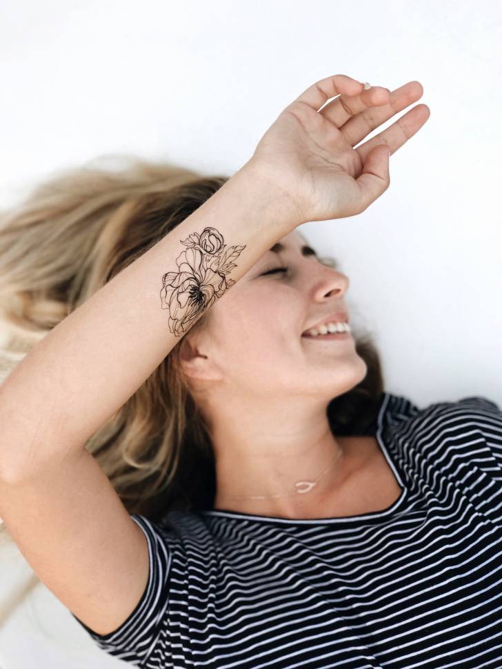 Временная татуировка Черный Пион (S)