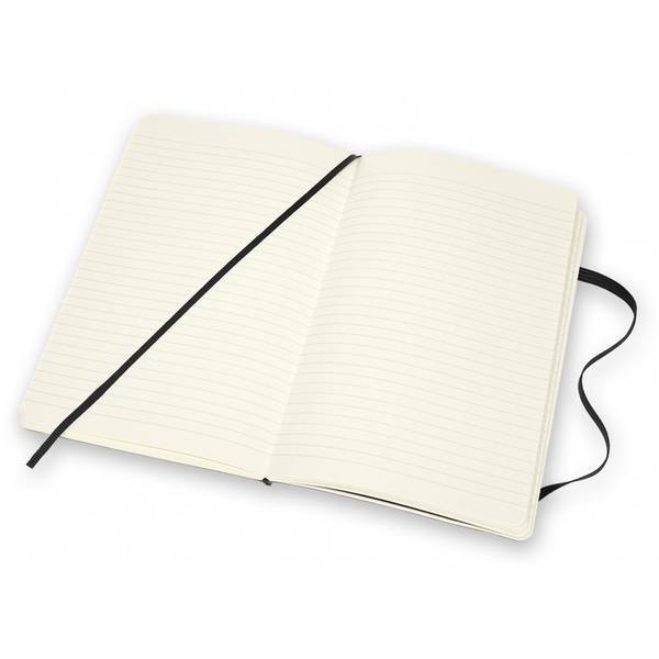 Средний Кожаный блокнот Moleskine Leather Черный Мягкий в линию + прозрачный бокс