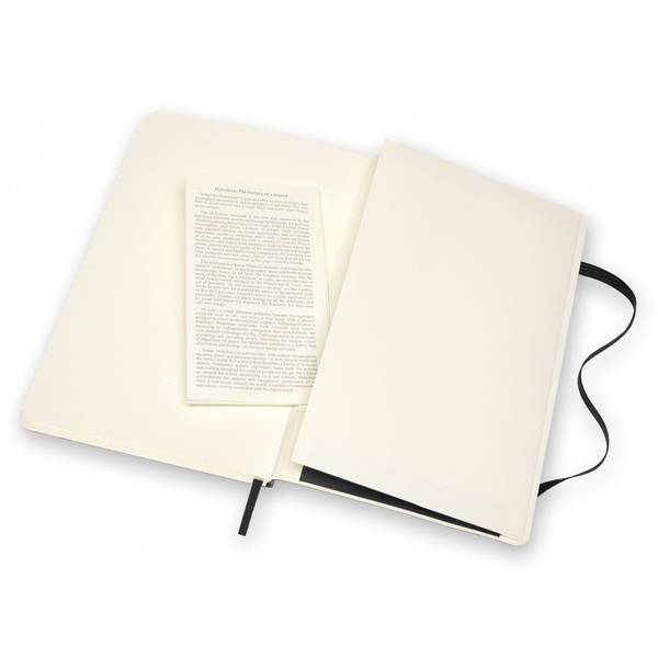 Средний Кожаный блокнот Moleskine Leather Черный Мягкий в линию + прозрачный бокс