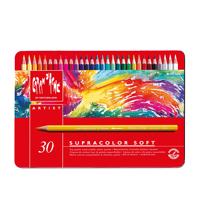 Набор акварельных карандашей Caran d'Ache Supracolor Метал. бокс 30 цветов