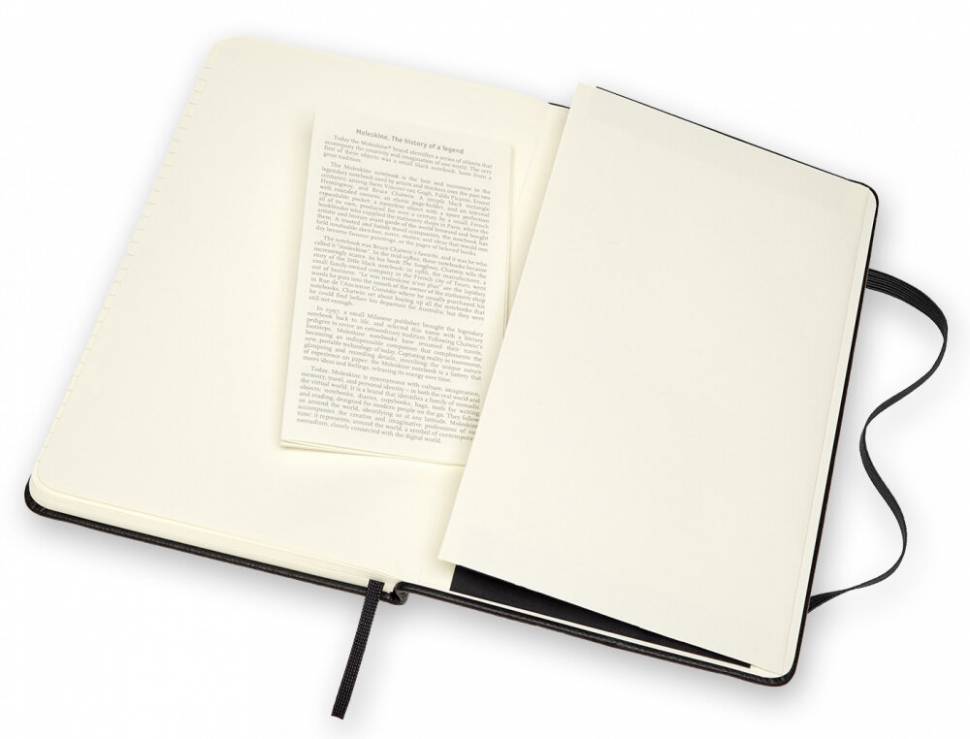 Средний Кожаный блокнот Moleskine Leather Черный в линию + прозрачный бокс