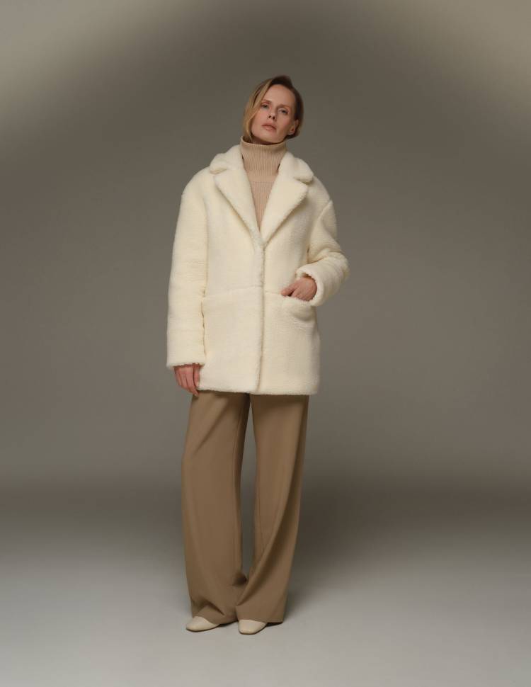 Шуба з еко-хутра Stella Молочна