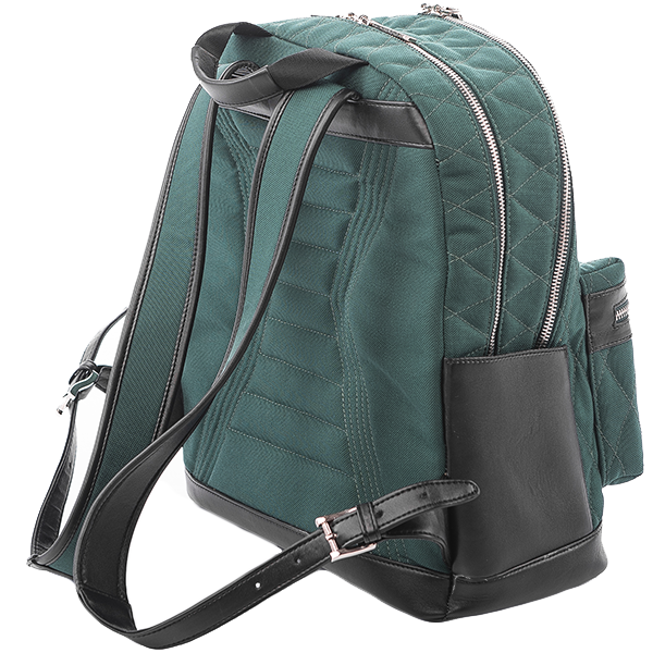 Рюкзак из экокожи и ткани School Yana Belyaeva стеганый Зеленый