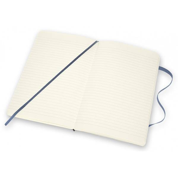 Средний Кожаный блокнот Moleskine Leather Синий Мягкий в линию + прозрачный бокс