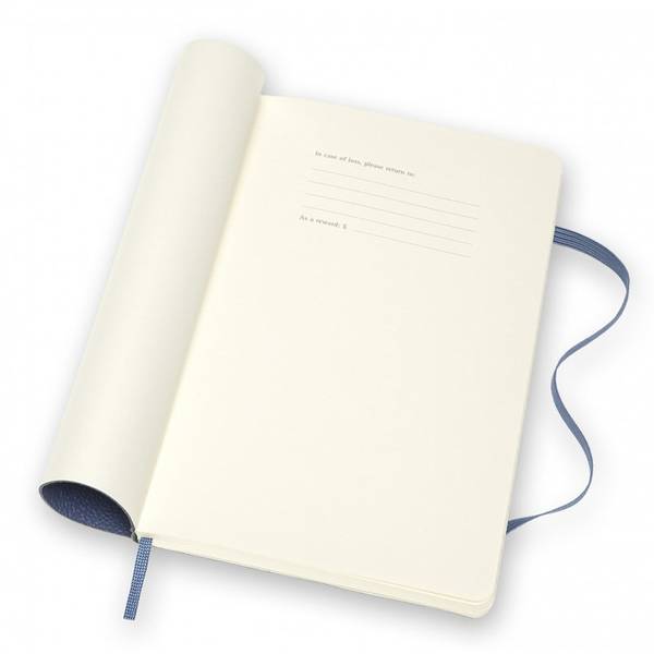Средний Кожаный блокнот Moleskine Leather Синий Мягкий в линию + прозрачный бокс
