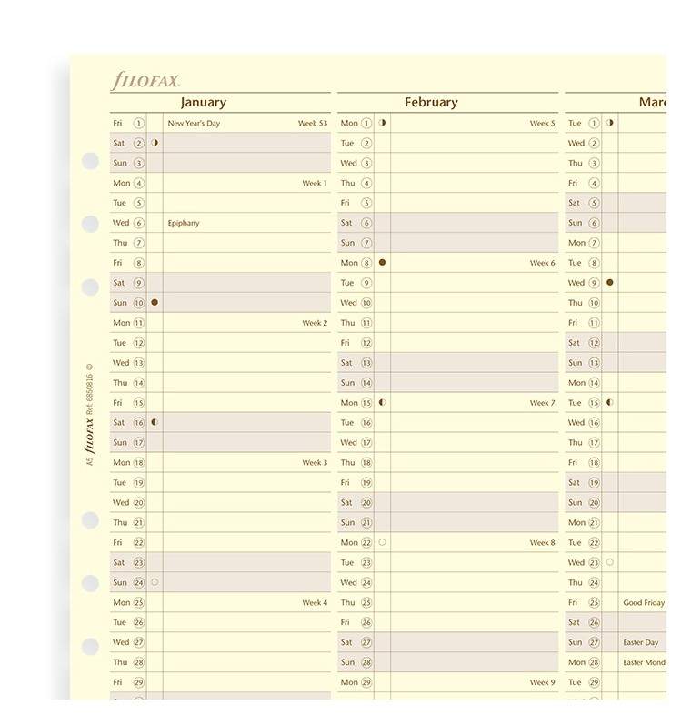 Комплект Датированных Бланков Обзор Года Вертикальный A5 Сotton Сream на 2021 год