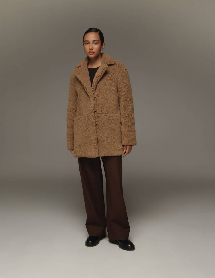 Шуба з еко-хутра Stella Коричнева