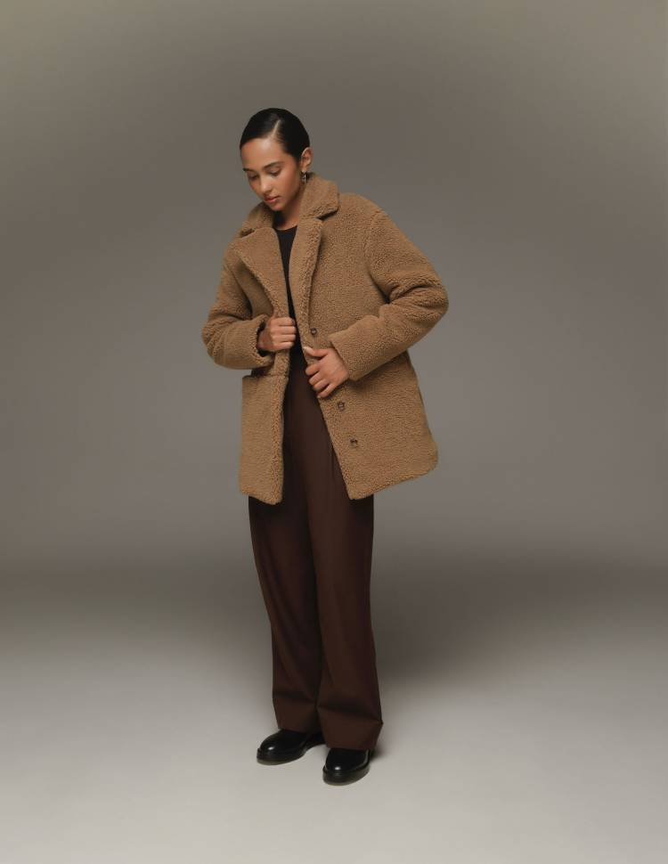 Шуба з еко-хутра Stella Коричнева