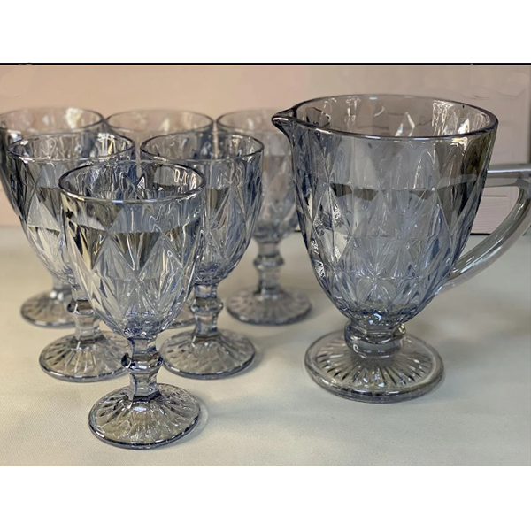 Набор 6 бокалов + кувшин 1л Зеркальный Изумруд