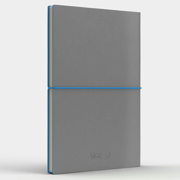 Блокнот з екокожі Fun A5 Сірий /Блакитний