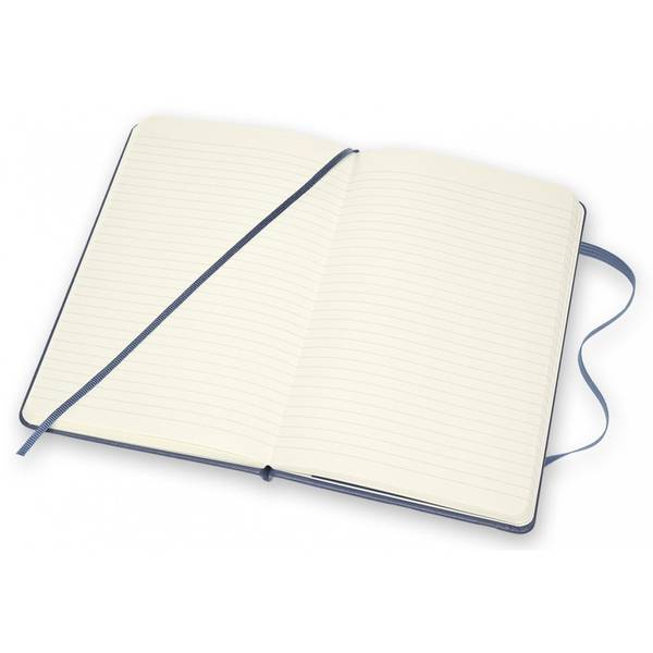 Середній Шкіряний блокнот Moleskine Leather Синій в лінію + прозорий бокс