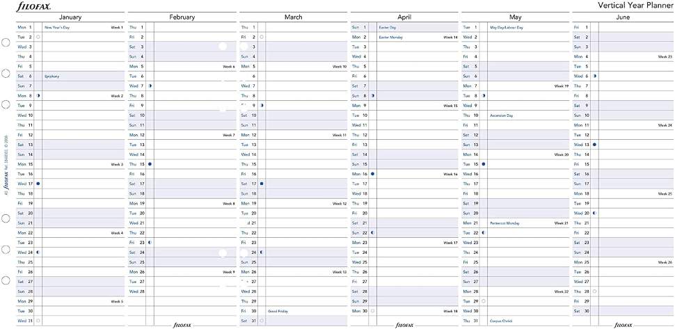 Комплект датувати Бланків Огляд Року Вертикальний A5 White на 2021 рік