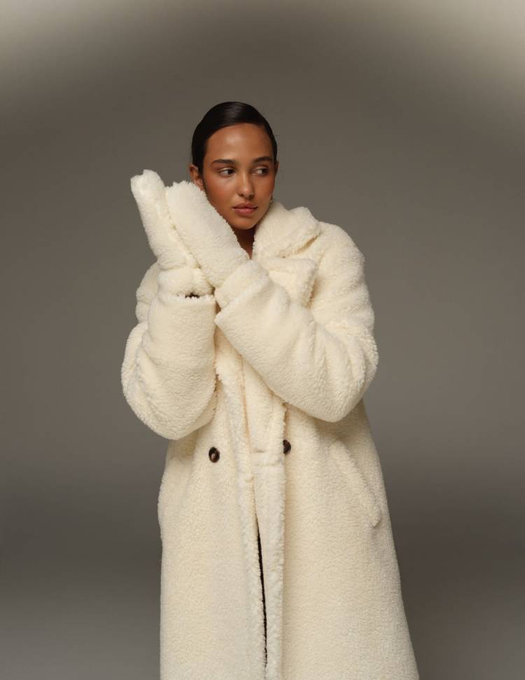 Рукавиці з Еко Хутра Молочний