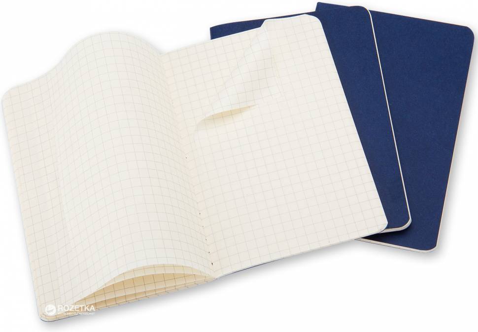 Карманная тетрадь (3 шт) Moleskine Cahier синяя Клетка