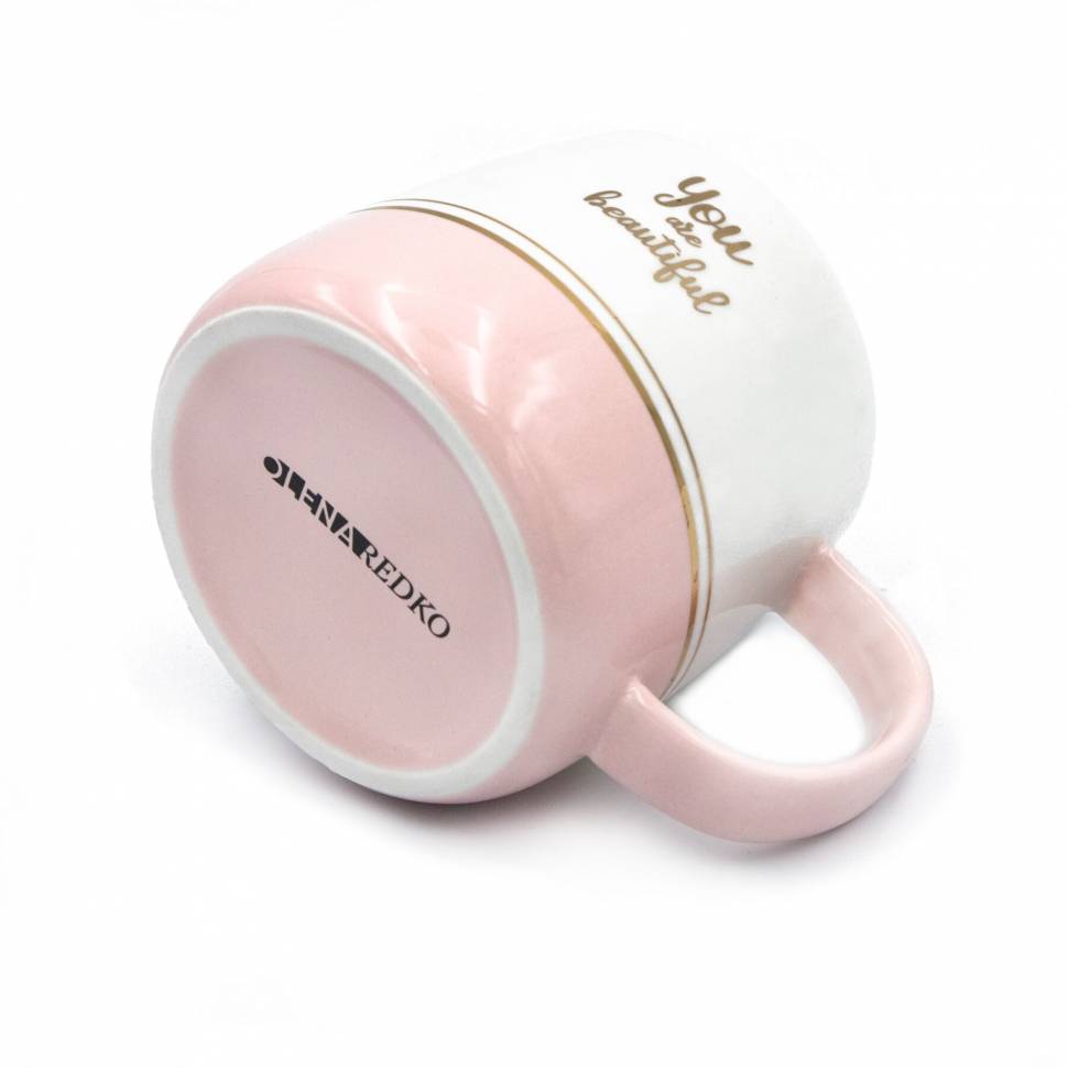 Керамическая чашка Olena Redko You Are Beautiful с крышкой и ложечкой (400 мл)