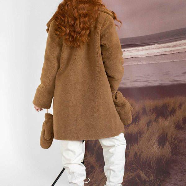 Варежки из Эко Меха Коричневый