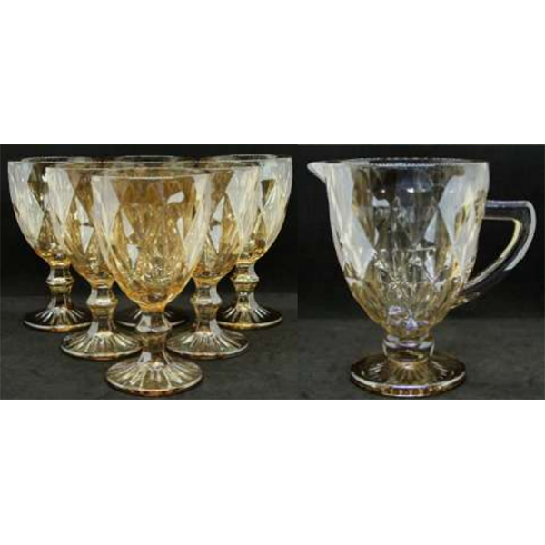 Набор 6 бокалов + кувшин 1л Зеркальный Изумруд Янтарь