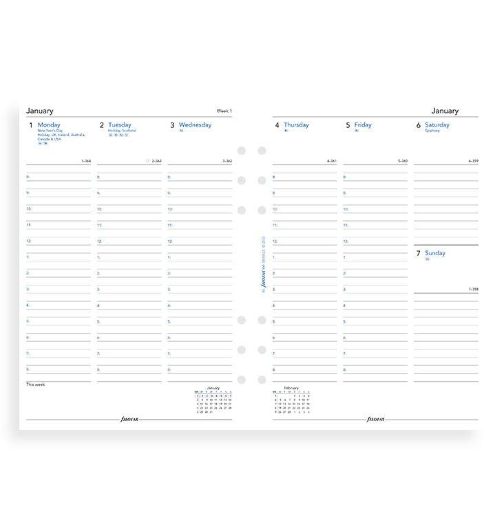 Комплект датувати Бланків Тиждень на розвороті в колонках A5 Сotton Сream на 2021 рік