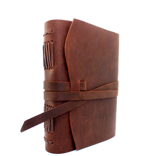 Шкіряний блокнот Comfy Strap В6 Коричневий чисті аркуші + ручка