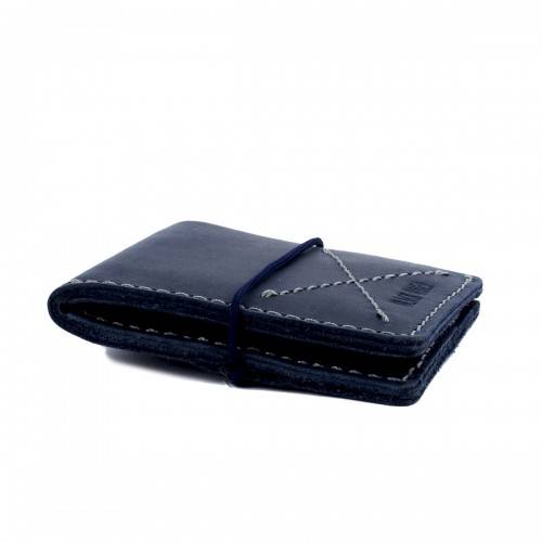 Кожаный кошелек-портмоне Western Темно-синий P-8