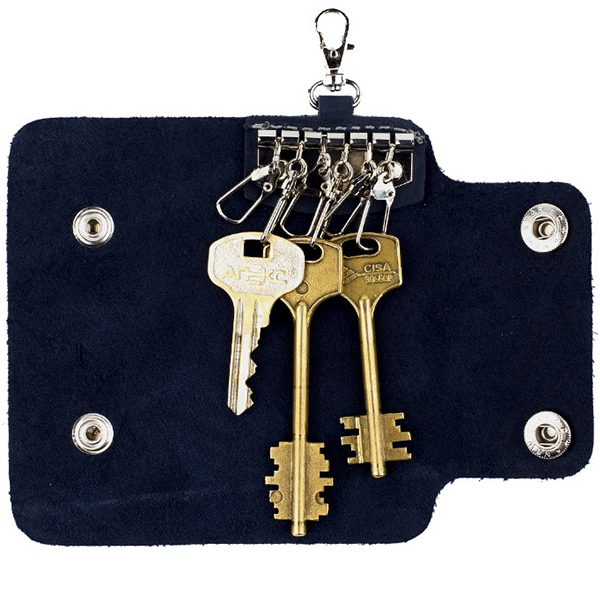 Ключница кожаная Black Brier с карабином Синяя (KL-6-97)