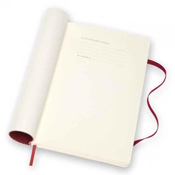 Средний Кожаный блокнот Moleskine Leather Бордо Мягкий в линию + прозрачный бокс
