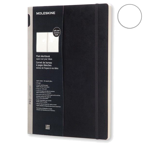 Большой блокнот Workbook Moleskine Черный Чистые листы Мягкий