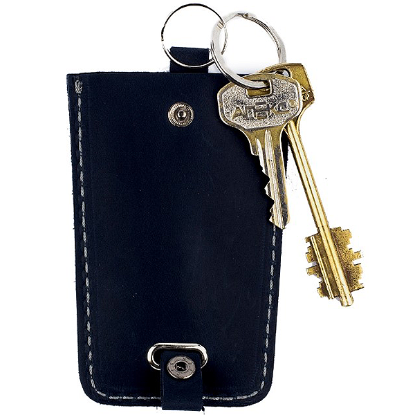 Ключница кожаная Black Brier с заводным кольцом Синяя (KL-4-97)