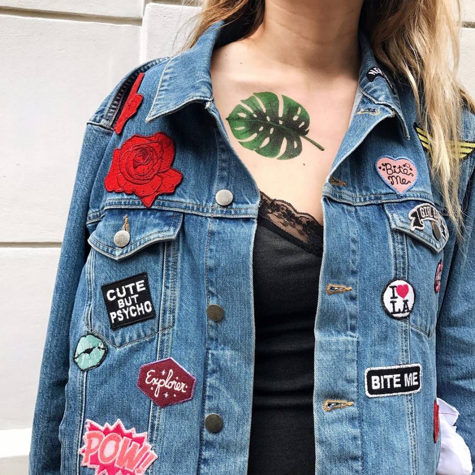 Набор временных татуировок Зеленые Листья (L)