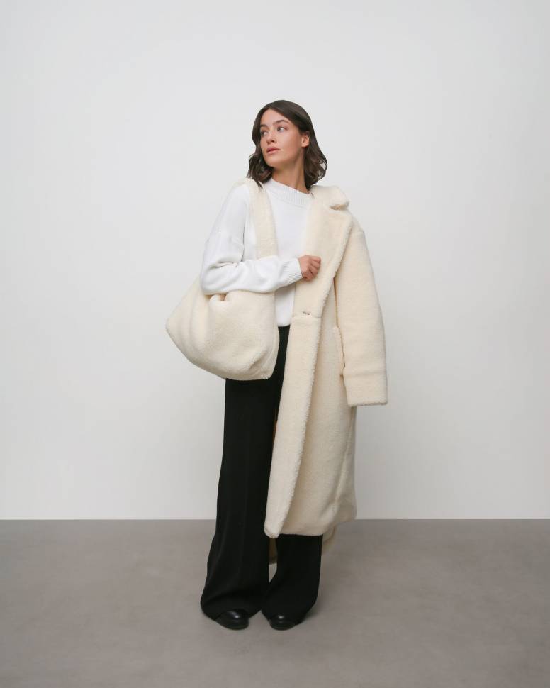 Сумка з еко-хутра Молочна