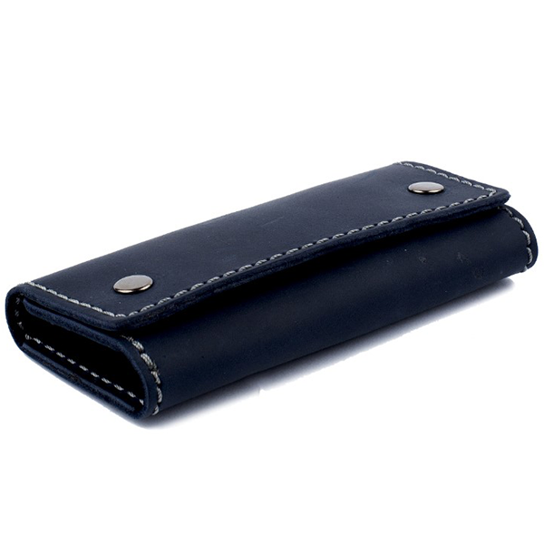 Ключница кожаная Black Brier на двух кнопках Синяя (KL-2-97)