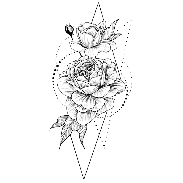 Временная татуировка Розы в Геометрии (L)