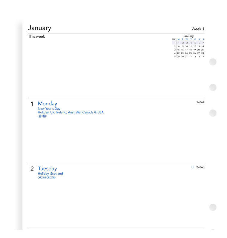 Комплект датувати Бланків Тиждень на розвороті A5 White на 2021 рік