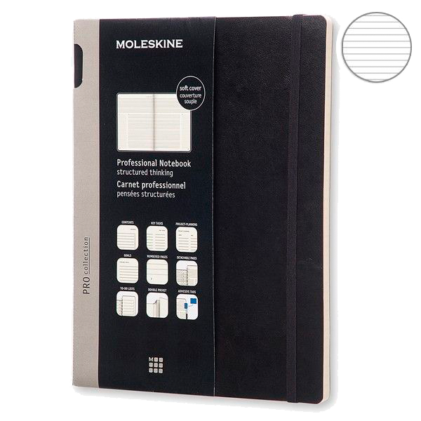 Большой блокнот Moleskine Pro Мягкий Черный Линия