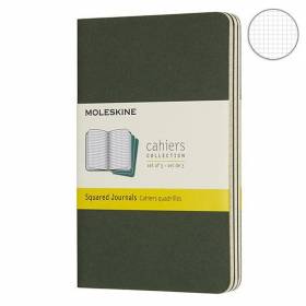 Кишеньковий блокнот Moleskine Cahier (3 шт) Зелений Клітка