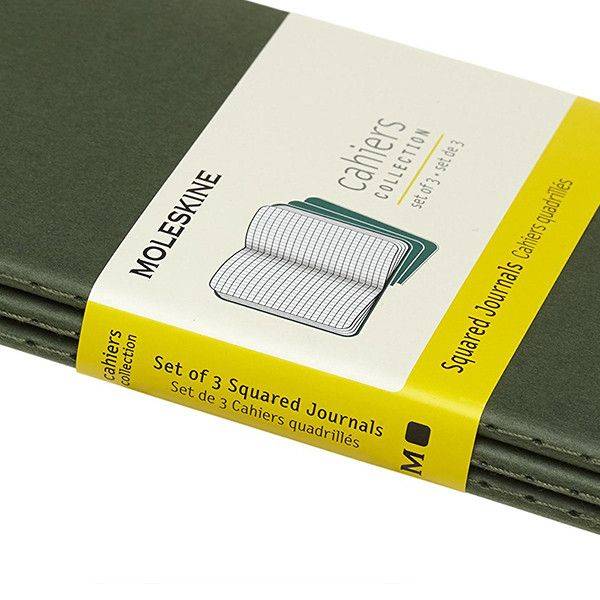 Карманный блокнот Moleskine Cahier (3 шт) Зеленый Клетка
