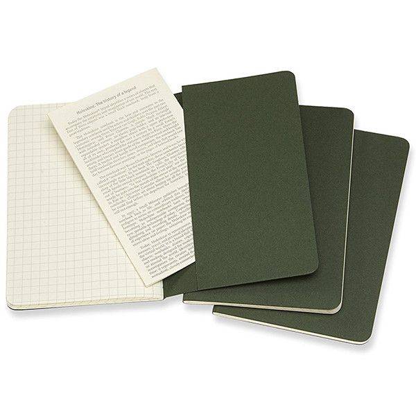 Карманный блокнот Moleskine Cahier (3 шт) Зеленый Клетка