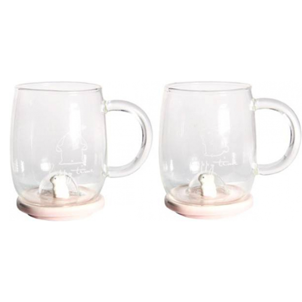 Кружка из стекла с крышкой Белый кролик 500 мл