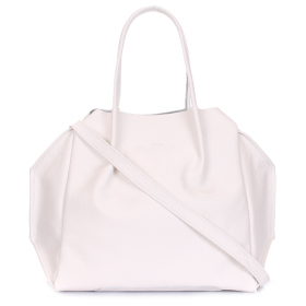 Кожаная женская сумка с ремнем Poolparty Soho RMX White