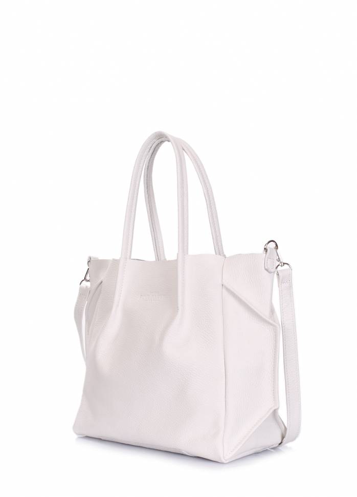 Кожаная женская сумка с ремнем Poolparty Soho RMX White
