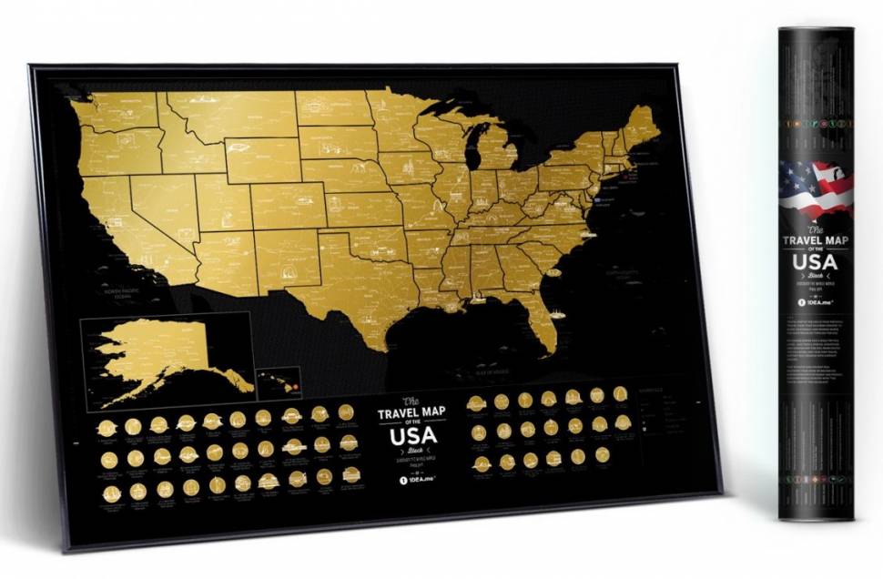 Скретч Карта The Travel Map of the USA Black (English)