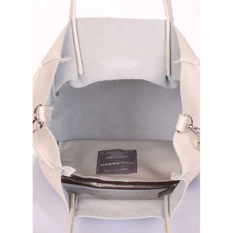 Кожаная женская сумка с ремнем Poolparty Soho RMX Beige