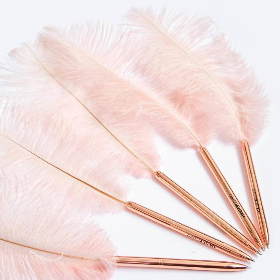 Ручка с розовым пером Olena Redko Feather в подарочной коробке