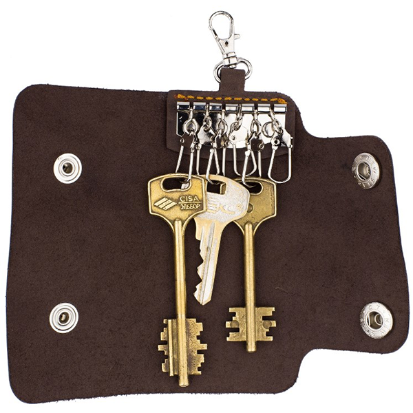 Ключница кожаная Black Brier с карабином Коричневая (KL-6-33)