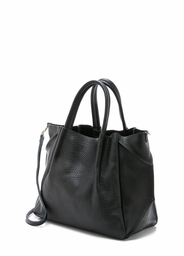 Кожаная женская сумка с ремнем Poolparty Soho RMX Black