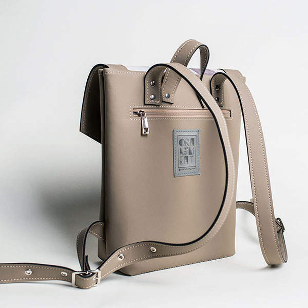 Рюкзак из экокожи Ornament Беж - графит S