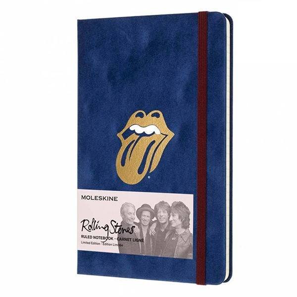 Записна книжка Moleskine Rolling Stones середня Лінія Синій Велюр