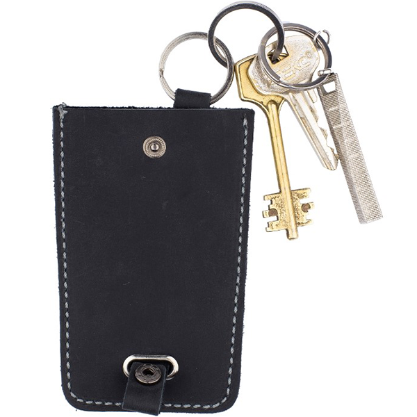 Ключница кожаная Black Brier с заводным кольцом Черная (KL-4-35)