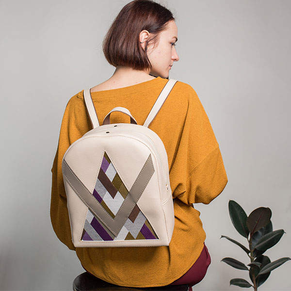 Рюкзак з екокожі Ornament Бежевий